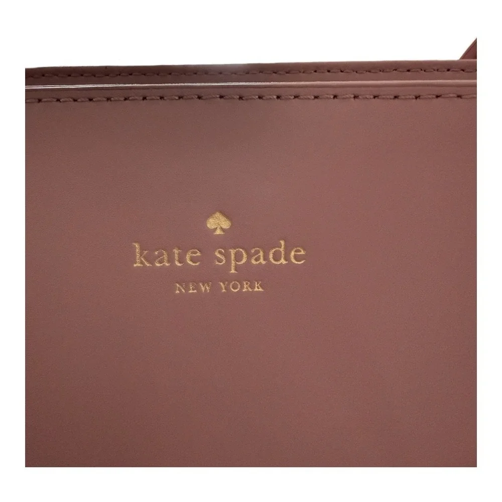 Kate Spade Karla Pink Smooth Leather Tote Seton Drive Mauve Sequin Bow Charm